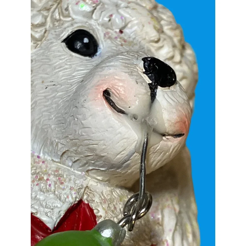 Pier 1 White Poodle Holiday Dog Resin Christmas Ornament